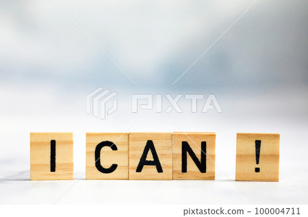 I can text wooden cubes . Positive thinking, motivation, attitude and confidence concept. bright background texture with copy space 100004711