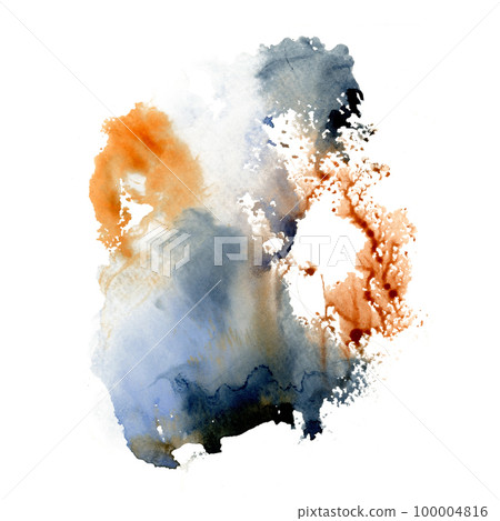 Blue orange watercolor splashes. Colorful abstract background illustration with paint stains and blots isolated on white Blue orange watercolor splashes. Colorful abstract background illustration with paint stains and blots isolated on white 100004816