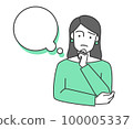 一個女人在思考時擔心的矢量圖 100005337