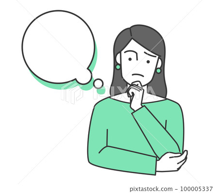 一個女人在思考時擔心的矢量圖 100005337