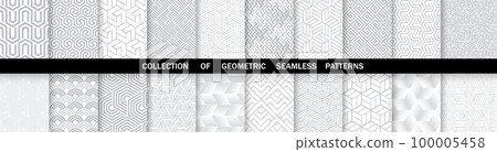 Geometric set of seamless gray and white patterns. Simpless vector graphics. Geometric set of seamless gray and white patterns. Simpless vector graphics. 100005458