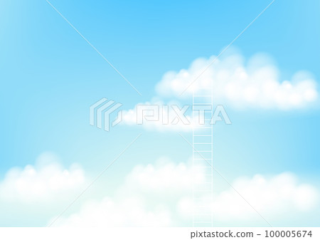 Ladder leading to cloud realistic on blue sky. Vector illustration Ladder leading to cloud realistic on blue sky. Vector illustration 100005674