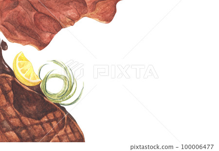 Grilled beef steaks and salad with boiled eggs. Watercolor illustration. Grilled beef steaks and salad with boiled eggs. Watercolor illustration. 100006477