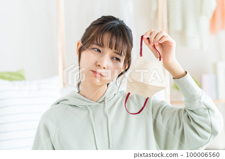 Young woman removing the mask Young woman removing the mask 100006560