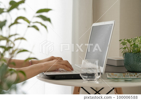 Female working on a personal computer for business Female working on a personal computer for business 100006588