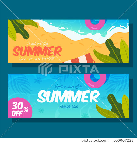 Summer Sale flyer cards set. Vector illustration concept. 100007225