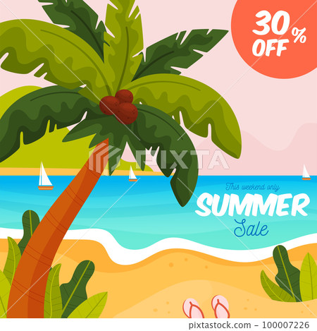 Summer Sale flyer card. Vector illustration concept. 100007226