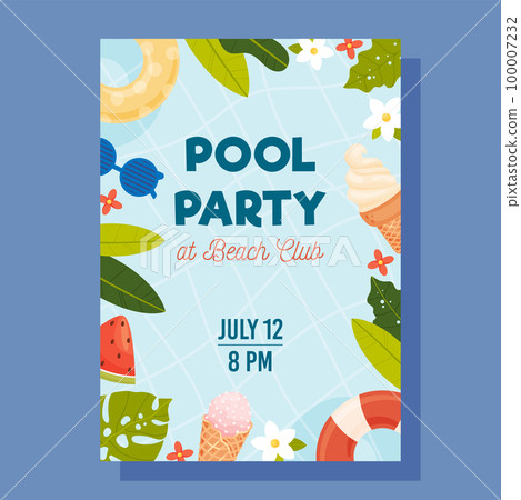 Summer Pool Party invite. Vector illustration concept. Summer Pool Party invite. Vector illustration concept. 100007232