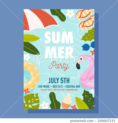 Summer Pool Party invite. Vector illustration concept. Summer Pool Party invite. Vector illustration concept. 100007233