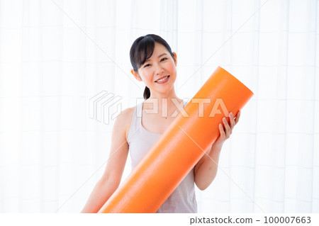 woman with stretch pole woman with stretch pole 100007663