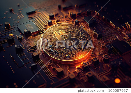 Bitcoin golden cryptocurrency coin closeup, generative ai Bitcoin golden cryptocurrency coin closeup, generative ai 100007937