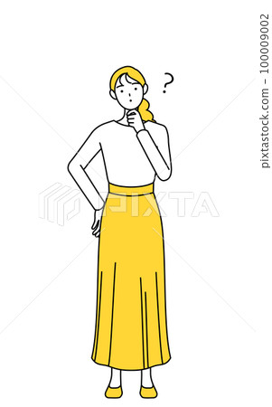 穿著隨意的年輕女人有疑問 100009002