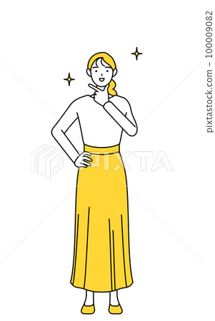 穿著隨意的年輕女子自信地擺姿勢 100009082