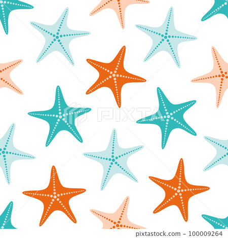 vector seamless pattern with cute colored starfish vector seamless pattern with cute colored starfish 100009264