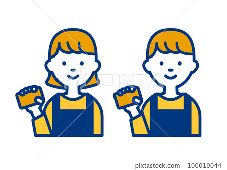 拿著卡片的簡單人物圖標的插圖 100010044