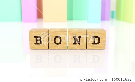 A wooden block with the letters BOND printed on it A wooden block with the letters BOND printed on it 100011652