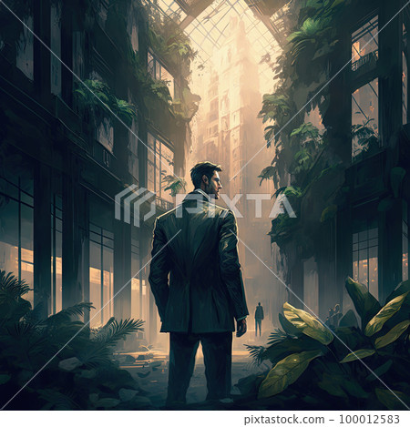 Cyberpunk streets illustration, futuristic city, dystoptic artwork