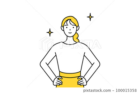 Young woman in casual clothes with her hands on her hips Young woman in casual clothes with her hands on her hips 100015358