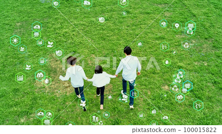 Family running in the grassland and environmental image Sustainable SDGs Family running in the grassland and environmental image Sustainable SDGs 100015822