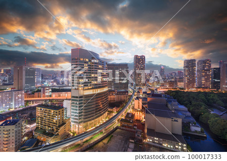Tokyo, Japan Cityscape in Shiodome 100017333