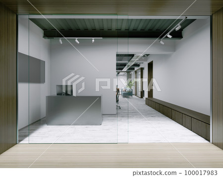 Entrance hallway to modern trendy office with reception. Entrance hallway to modern trendy office with reception. 100017983