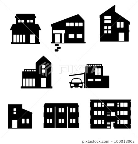Building icon silhouette illustration set A 100018002