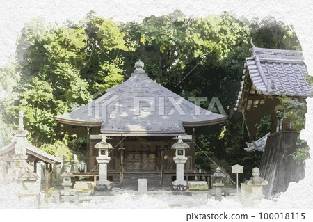 Watercolor-style Taima-ji Temple, Kobo Daishido, Katsuragi City, Nara Prefecture 100018115