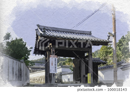 水彩風格 Taimadera Temple 黑門(北門)奈良縣葛城市 水彩風格 Taimadera Temple 黑門(北門)奈良縣葛城市 100018143