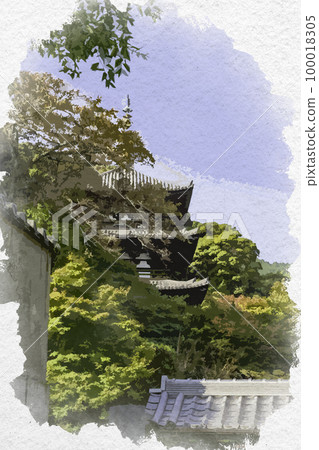 水彩風格 Taimadera West Pagoda 奈良縣桂木市 水彩風格 Taimadera West Pagoda 奈良縣桂木市 100018305