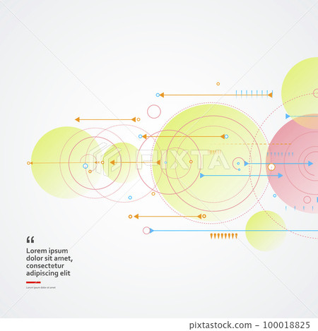 Vector circles abstract design connect background. Pattern science with dots and lines and arrows. Technology data graphic connectivity. Geometric abstraction dynamics design 100018825