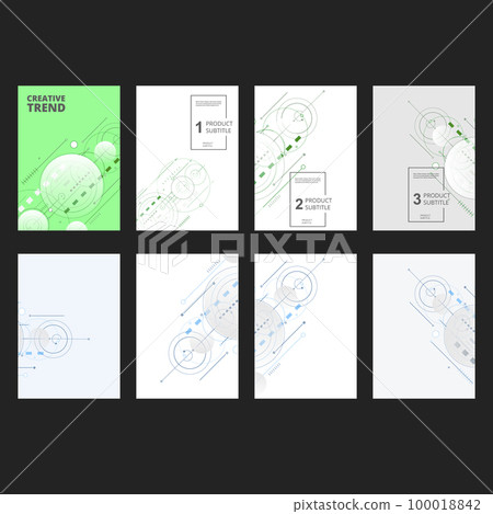 Abstract background with connection shapes. Circles and lines and dots design. Modern dynamic structure. Technology scheme tech illustration 100018842