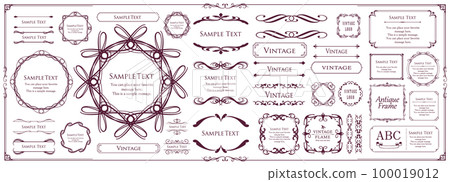 優雅的框架。設計模板。一組華麗的相框。 100019012