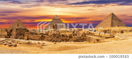 View on the Great Sphinx by the Egypt Pyramid Complex, Giza 100019583