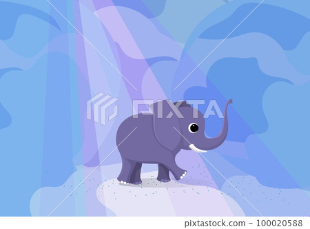 Elephant walks at night in the light of the moon. Elephant walks at night in the light of the moon. 100020588