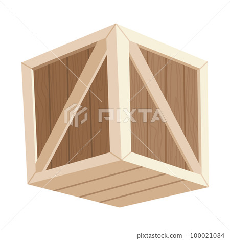 Wooden box. Retail, logistics, delivery, storage concept. Delivery container, empty parcel or shipping crates isolated vector illustration. Cargo distribution pack for food or products Wooden box. Retail, logistics, delivery, storage concept. Delivery container, empty parcel or shipping crates isolated vector illustration. Cargo distribution pack for food or products 100021084