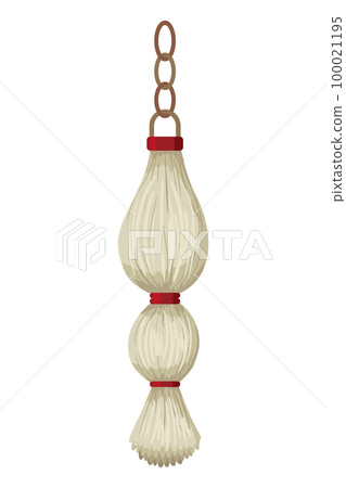Tassel fringe accessory icon. Leather trinket, handbag embelishments or fashion key chain. Textile zipper. Isolated vector illustration symbol 100021195