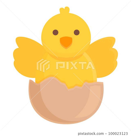 Chicken hatching icon cartoon vector. Egg baby. Little farm Chicken hatching icon cartoon vector. Egg baby. Little farm 100023123