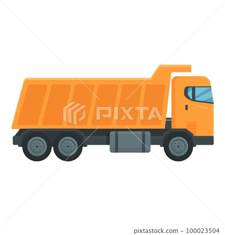 Orange tipper icon cartoon vector. Truck unload. Vehicle tip 100023504