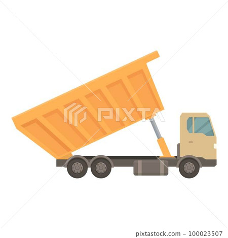 Unloading machine icon cartoon vector. Truck construction. Car unload Unloading machine icon cartoon vector. Truck construction. Car unload 100023507
