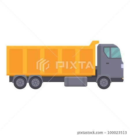 Lorry truck icon cartoon vector. Dumper truck. Building unload Lorry truck icon cartoon vector. Dumper truck. Building unload 100023513