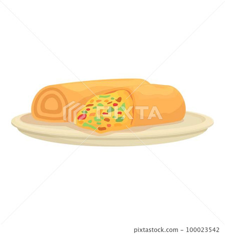 Vegan spring roll icon cartoon vector. Food cuisine. China meal Vegan spring roll icon cartoon vector. Food cuisine. China meal 100023542