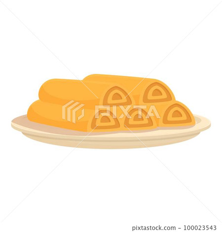 Hot spring roll icon cartoon vector. Food cuisine. Meal plate Hot spring roll icon cartoon vector. Food cuisine. Meal plate 100023543