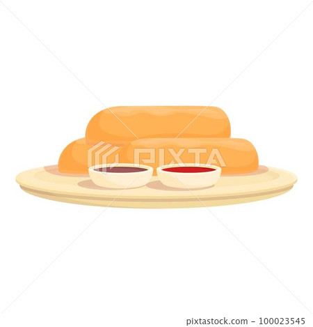 Sauce spring rool icon cartoon vector. Food cuisine. China meal Sauce spring rool icon cartoon vector. Food cuisine. China meal 100023545