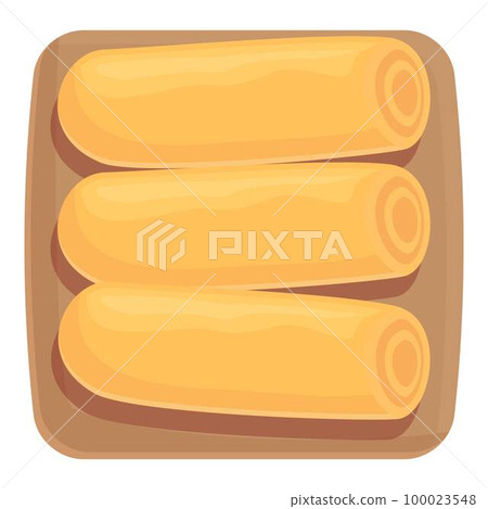 Meal roll spring icon cartoon vector. Food menu. China egg Meal roll spring icon cartoon vector. Food menu. China egg 100023548
