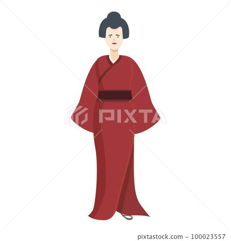 Red kimono icon cartoon vector. Asian person. Wedding girl 100023557