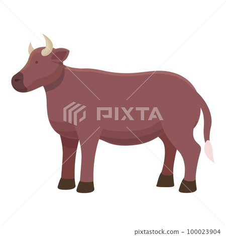 Domestic cow icon cartoon vector. Cattle farm. Eat grass 100023904