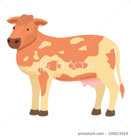 Walk cow icon cartoon vector. Farm animal. Eat grass Walk cow icon cartoon vector. Farm animal. Eat grass 100023929
