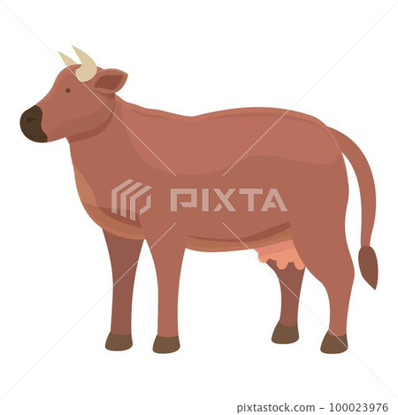 Cow eat grass icon cartoon vector. Farm animal. Dairy cattle 100023976