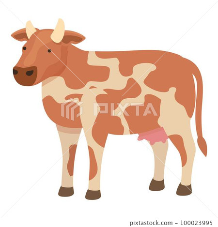 Garden cow icon cartoon vector. Dairy animal. Milk grass 100023995