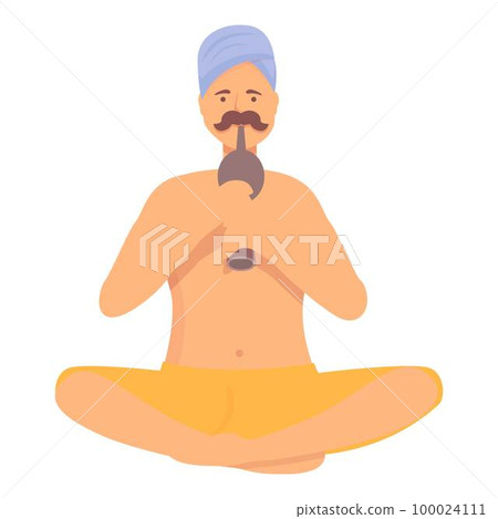Hindu musician icon cartoon vector. Snake charmer. Turban fakir Hindu musician icon cartoon vector. Snake charmer. Turban fakir 100024111